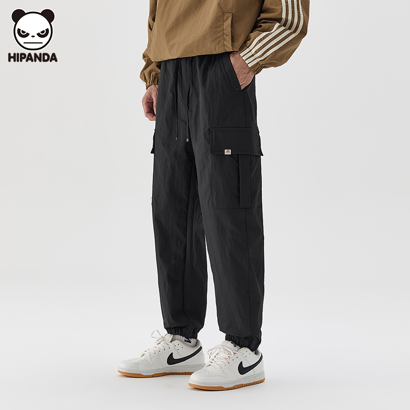 Hi Panda美式多口袋运动裤子男生秋冬新款高街潮流束脚工装裤长裤