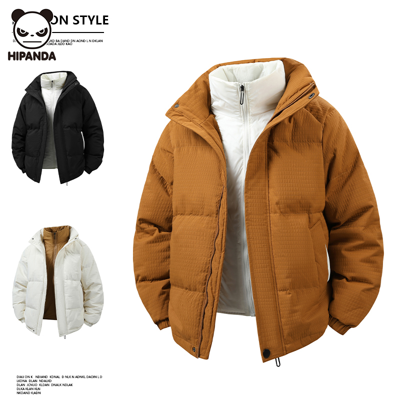 Hi Panda冬季新款立领羽绒服男款宽松休闲加厚保暖棉衣面包服外套