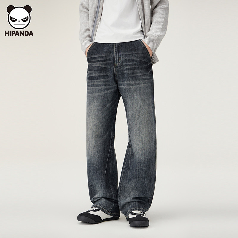 Hi Panda春季新款复古直筒牛仔裤男生美式2026新品潮牌宽松阔腿裤,男装,牛仔裤,淘宝优惠券,粉丝福利购,淘宝优惠卷
