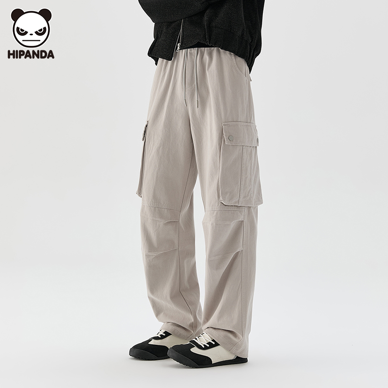 Hi Panda美式纯棉休闲工装裤子男生秋冬新款潮流宽松百搭直筒裤子