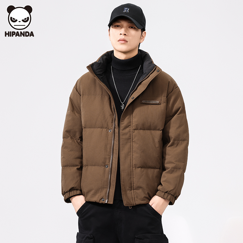 Hi Panda美式立领羽绒服男士冬季新款潮牌宽松加厚保暖面包服外套