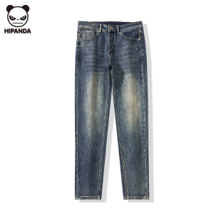 Hi Panda高端牛仔裤男2025春季新款休闲百搭修身小直筒男士长裤子