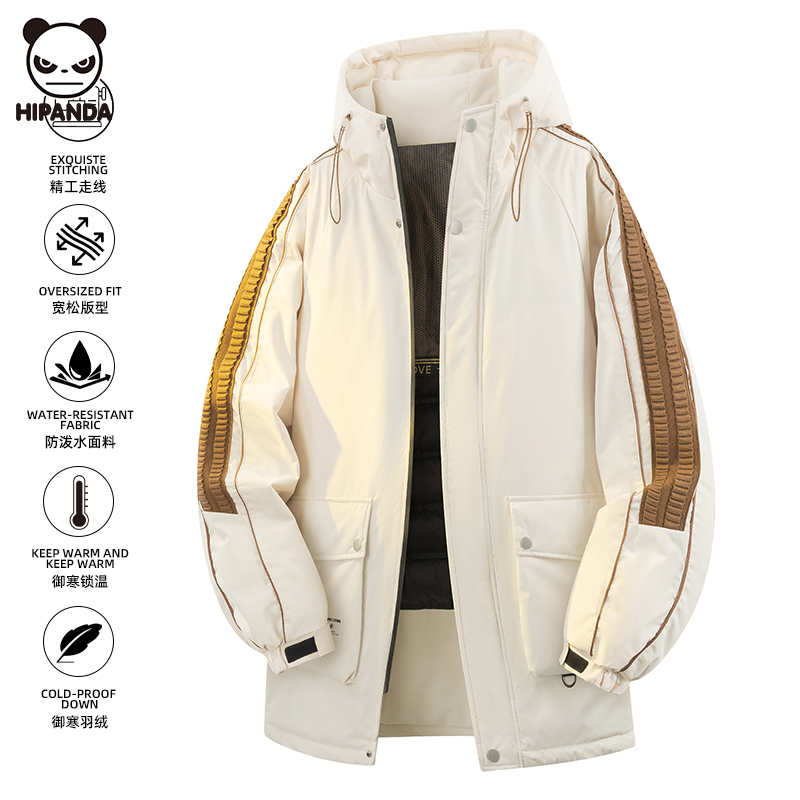 Hi Panda鸭绒羽绒服男女冬季潮牌新款户外防风加厚保暖连帽外套潮