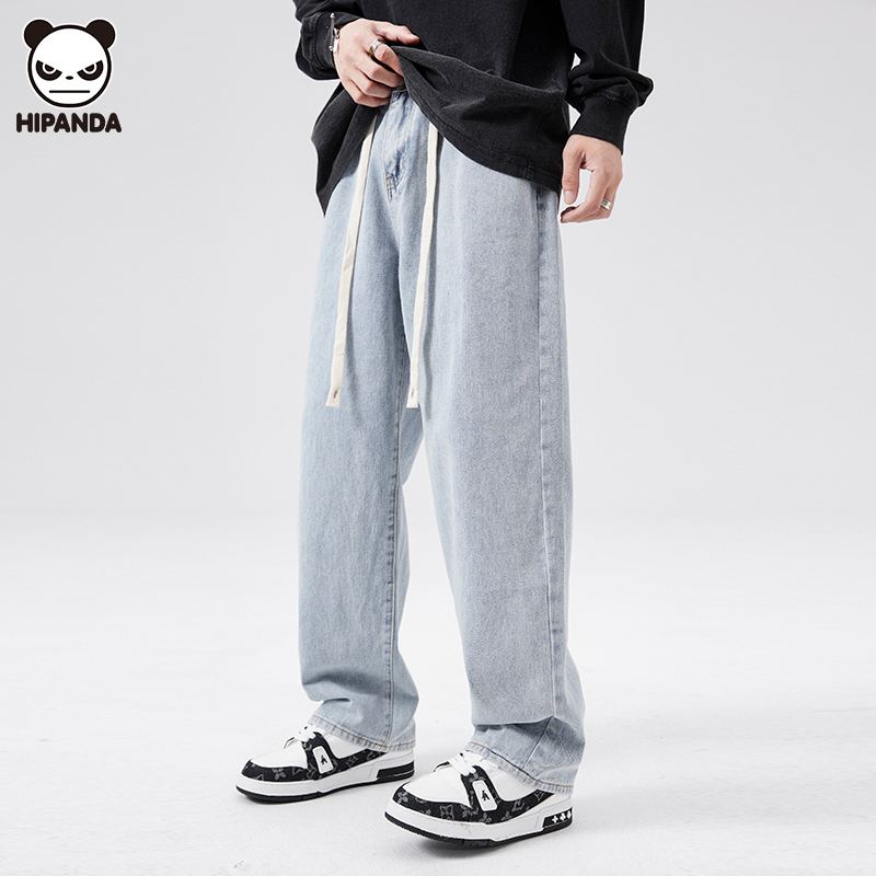 Hi Panda牛仔裤男士春季新款百搭休闲显瘦宽松阔腿直筒牛仔长裤男