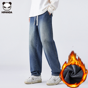 加绒款 HiPanda爆款 百搭痞帅风系绳baggy风穿搭美式 男款 高端牛仔裤