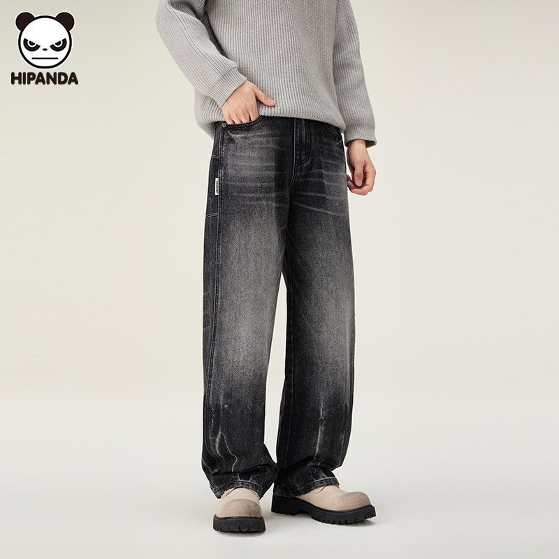 Hi Panda美式2026春季新款高街阔腿牛仔裤男生潮牌宽松休闲直筒裤,男装,牛仔裤,淘宝优惠券,粉丝福利购,淘宝优惠卷