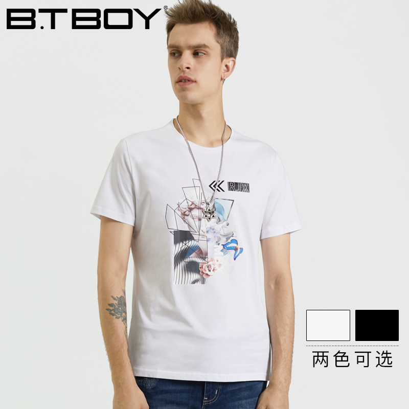 BTBOY°ôÇòС×Ó 2018Ïļ¾Ð¿îtÐôÄÐÊ¿¶ÌÐäÔ²ÁìÇàÉÙÄê³±Á÷°ëÐäÌåÐô