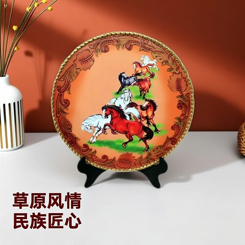 内蒙古工艺品蒙古皮画餐厅装饰画