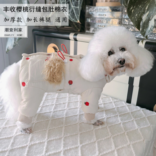 潮查利家宠物冬装衣服泰迪比熊雪纳瑞公主猫咪狗加厚包肚保暖棉衣