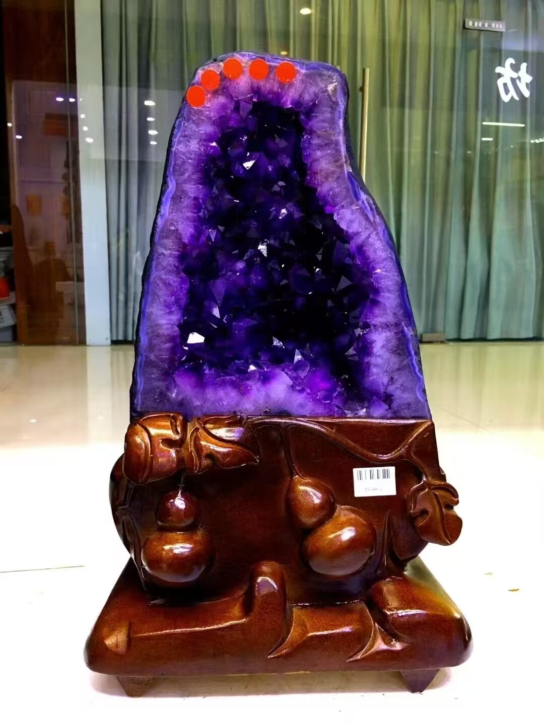 天然紫水晶洞摆件巴西乌拉圭钱袋子恐龙蛋原石摆件办公室家居开业