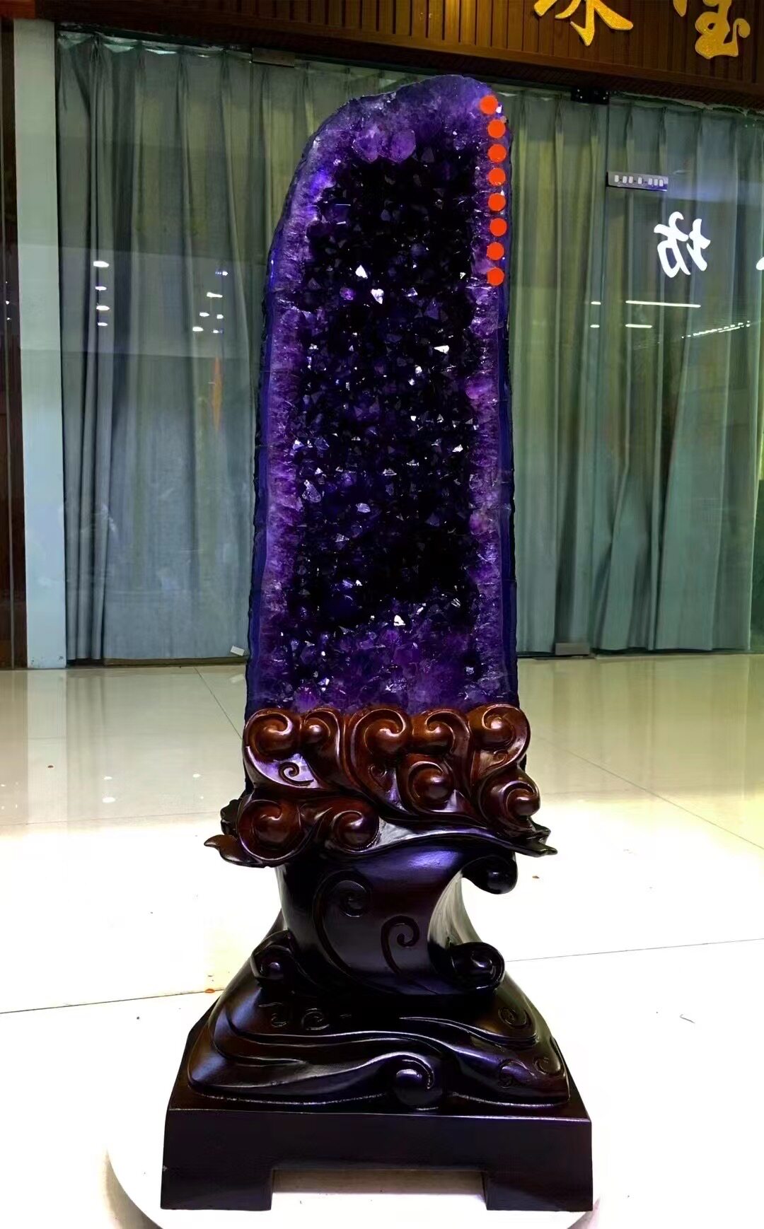 天然紫水晶洞摆件乌拉圭紫水晶洞原石聚宝盆钱袋子原石办公室
