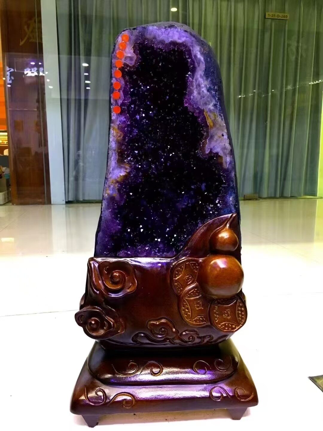 天然紫水晶洞摆件巴西乌拉圭钱袋子恐龙蛋原石摆件办公室家居开业