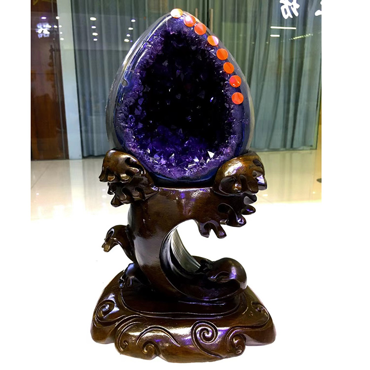 天然紫晶洞乌拉圭玛瑙聚宝盆紫晶恐龙蛋紫水晶洞原石家居摆件