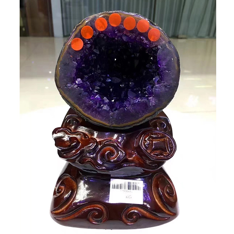 天然紫晶洞乌拉圭玛瑙聚宝盆紫晶块钱袋子紫水晶洞原石家居摆件