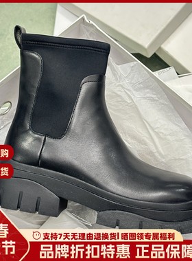 ASH女鞋大圆头增高厚底切尔西靴弹力套筒真皮百搭短靴AM310L22081