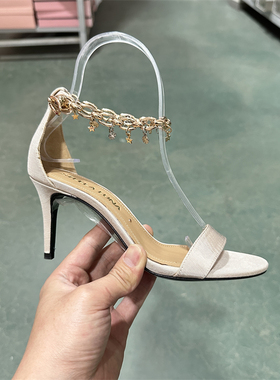 STELLA LUNA露趾一字带优雅高跟鞋链条高跟显脚瘦凉鞋女SL121106