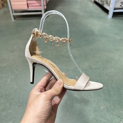 STELLALUNA一字带细跟露趾凉鞋