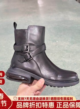 ASH女鞋圆头厚底真皮增高舒适短靴侧拉链时尚马丁靴女AL324L22054