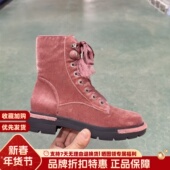 LR女鞋 Luxury Rebel圆头平跟短靴天鹅绒系带马丁靴女LJ420F13015