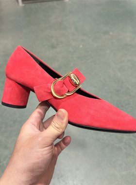 露娜STELLA LUNA春夏小圆头粗跟浅口一字带玛丽珍单鞋女SLP118027