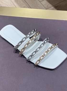 LUNA露娜露趾夏季配裙高颜值拖鞋链条外穿时尚一字凉拖女SL120170