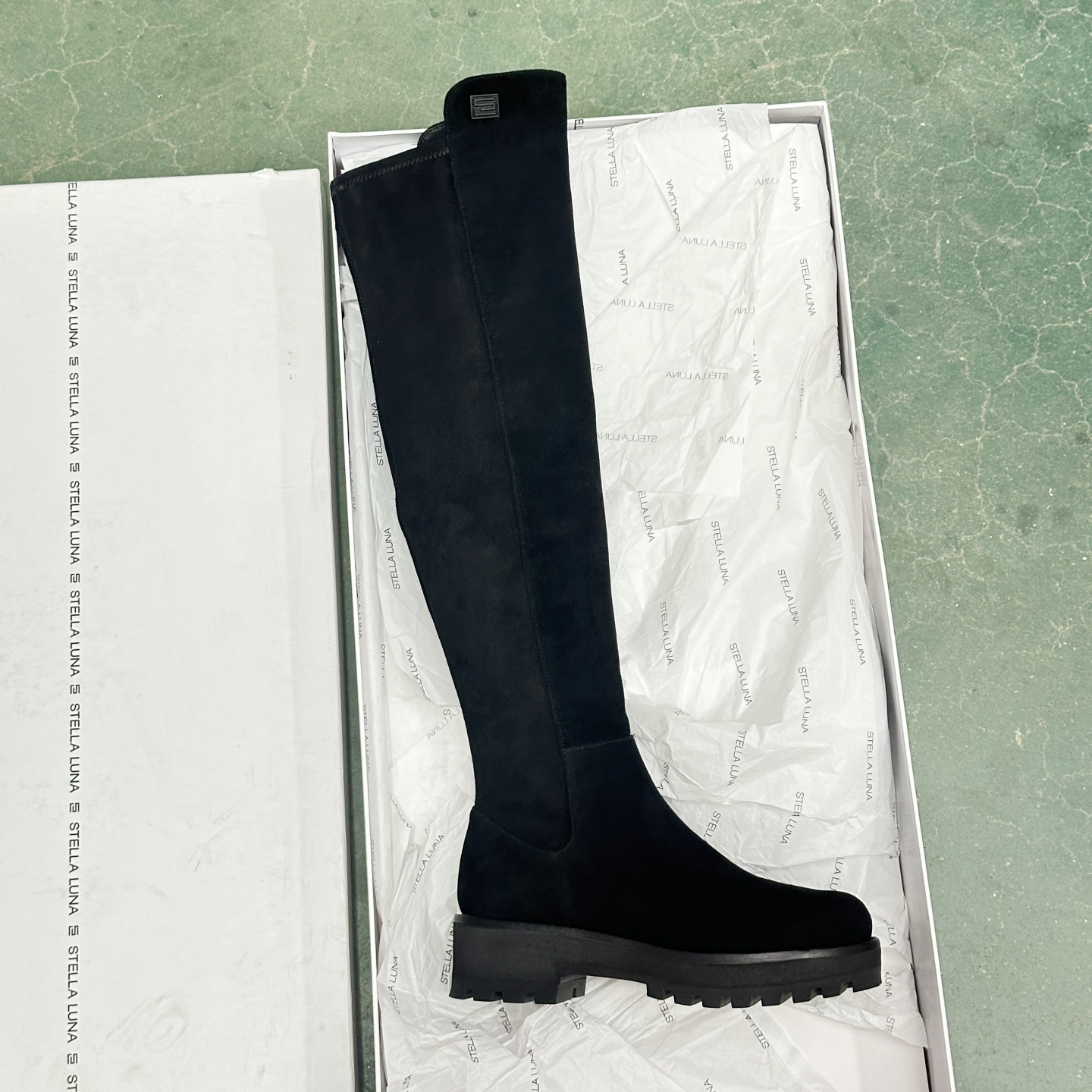 露娜厚底增高及膝显瘦骑士靴