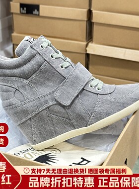 ASH隐形内增高高帮鞋复古做旧坡跟小个子魔术贴运动鞋AO140F40051