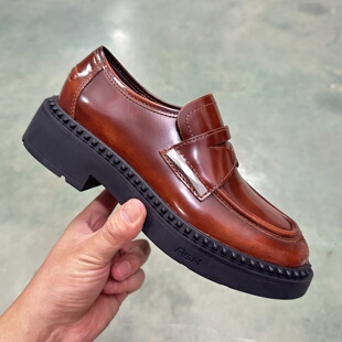 英伦风小皮鞋 女AO333L12032 圆头厚底真皮一脚蹬复古乐福鞋 ASH女鞋