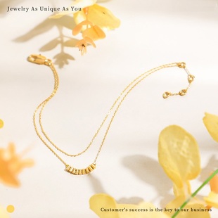 J*crew欧美外贸新款简约金属风双层铜柱项链男女迭代百搭锁骨链