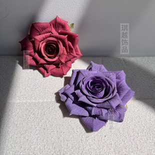 高级感玫瑰花发夹边夹写真演出拍照头饰直播街拍发饰海边度假头花