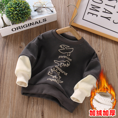 女宝宝冬装洋气三只恐龙卫衣加绒