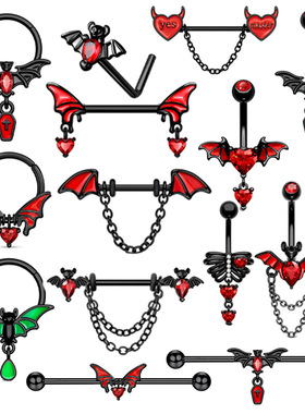 钛钢黑色耳骨钉工业耳钉长杆双耳洞耳桥钉唇钉乳环眉钉鼻环饰品女