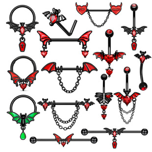 钛钢黑色耳骨钉工业耳钉长杆双耳洞耳桥钉唇钉乳环眉钉鼻环饰品女