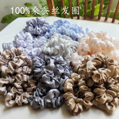 出口日本原单100%真丝发圈桑蚕丝扎头绳法式 气质大肠发饰2根装