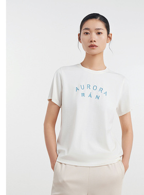 [专柜同款]Yifini/易菲时尚印花简约宽松休闲百搭T恤女D04Z1206