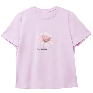 Yifini/易菲时尚简约通勤圆领短袖T恤女夏装新款百搭印花ins上衣