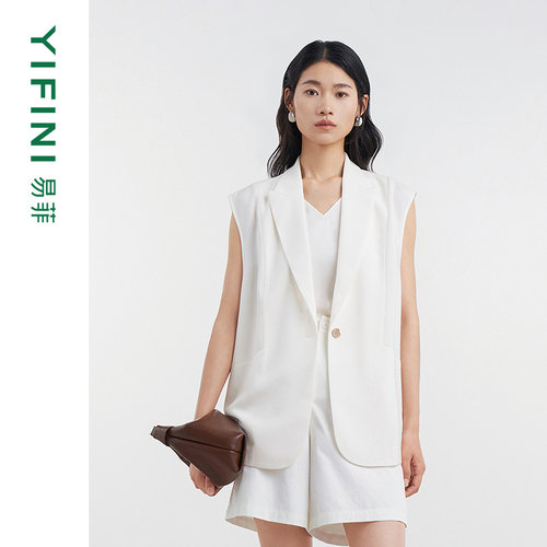 易菲后背开叉盖袖宽松西装马夹