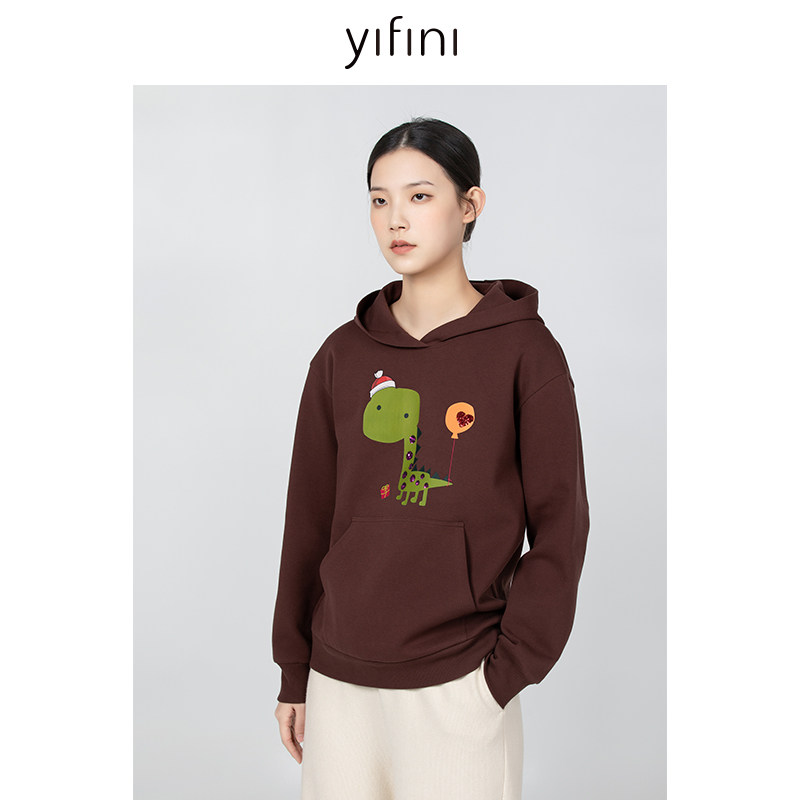 Yifini/易菲Q萌小宠美拉德百搭连帽卫衣女冬季新款套头衫