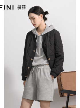 Yifini/易菲运动休闲宽松短裤女春秋新款灰色通勤百搭直筒裤