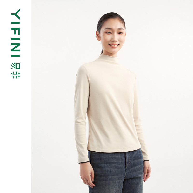 易菲半高烟冲领保暖打底衫