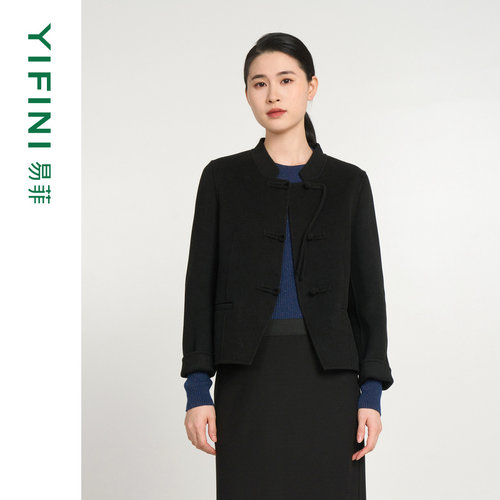 易菲国风新中式盘扣双面呢外套