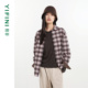 专柜同款 Yifini 易菲木棉格纹小翻领宽松衬衫 女2025冬装 新款