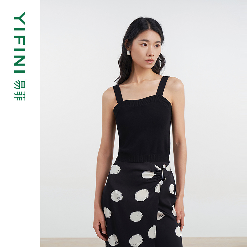 易菲背带工字型短款背心针织衫