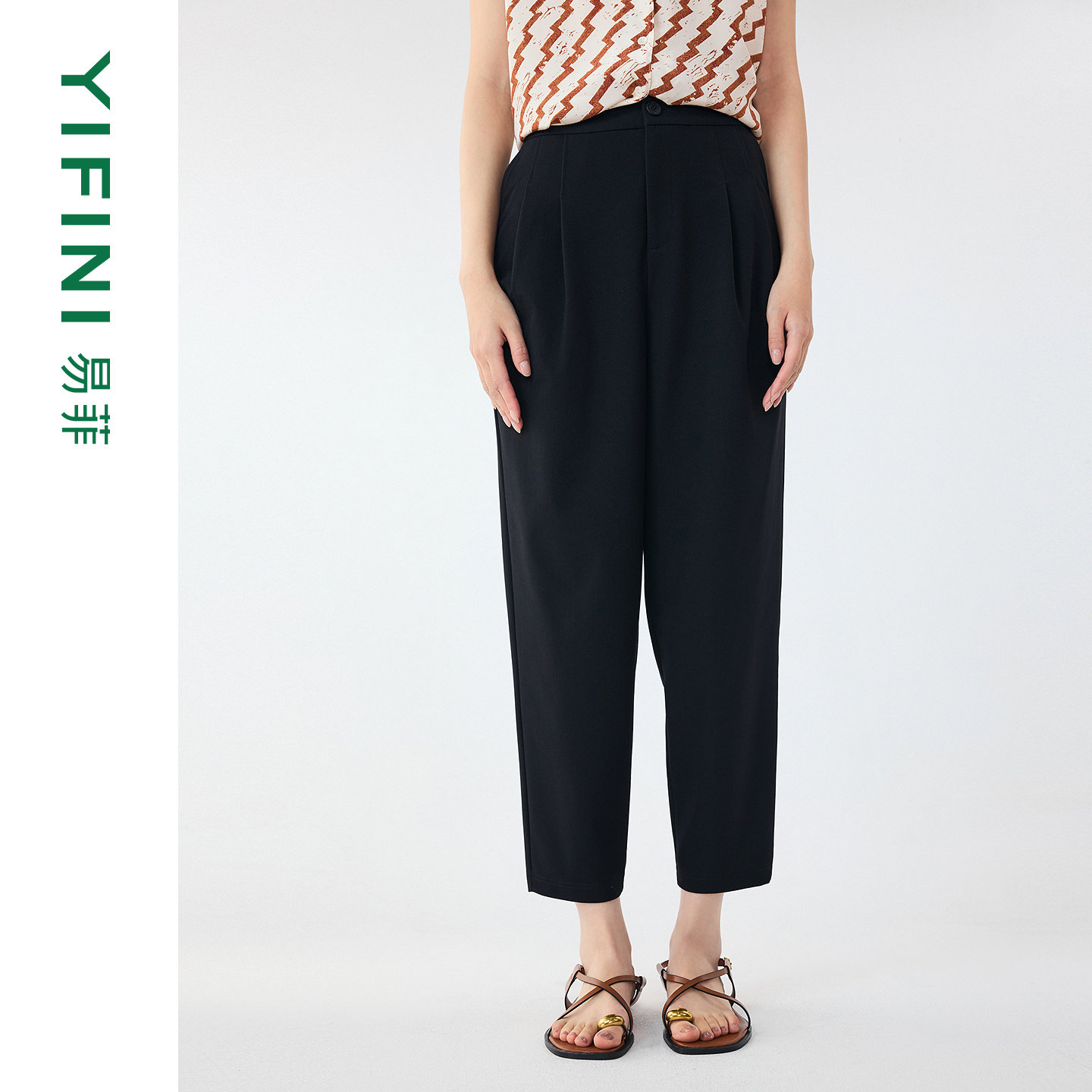 [专柜同款]Yifini/易菲时尚百搭慢跑裤九分裤女小脚裤休闲裤26新