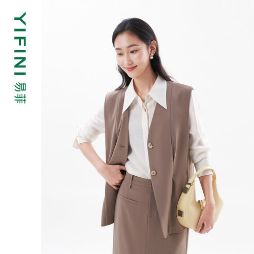 易菲无袖通勤宽松外套西装马甲