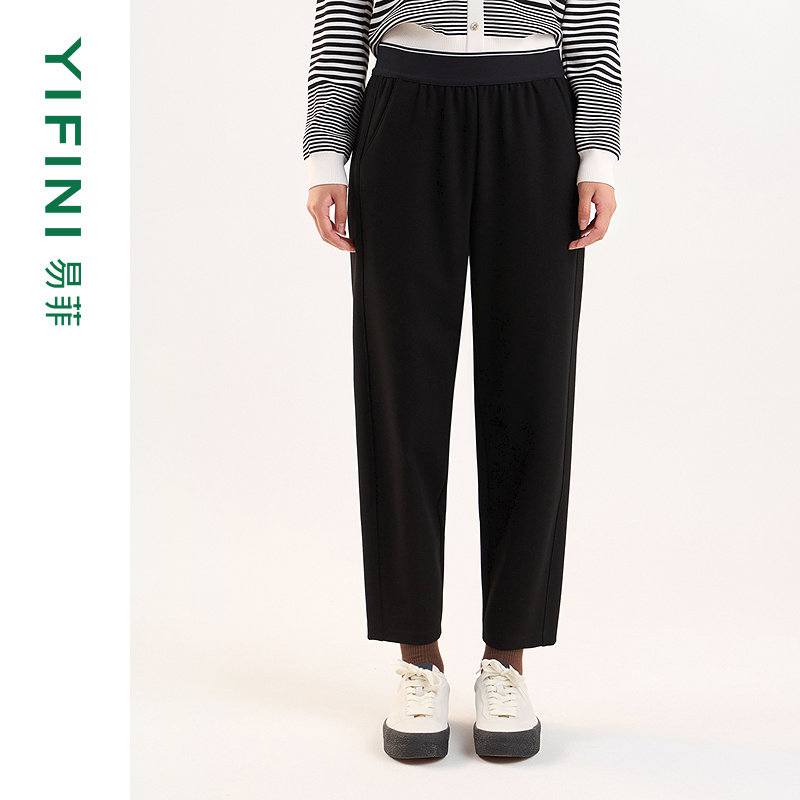 [专柜同款]Yifini/易菲通勤气质显瘦小脚裤女慢跑裤九分裤锥形裤