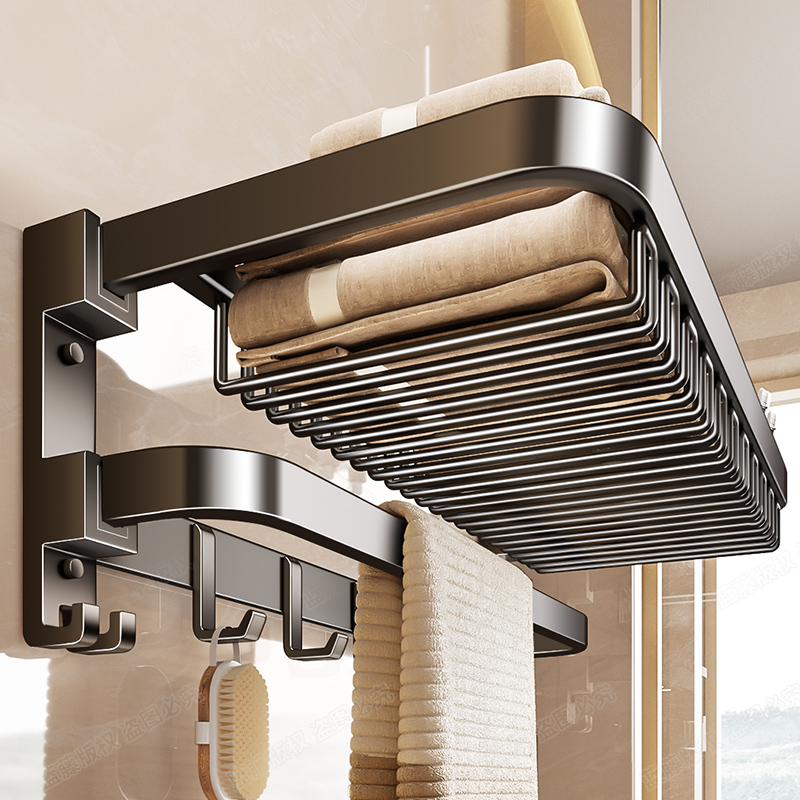 【强力承重】免打孔网篮毛巾架