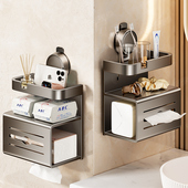 化妆室吸盘纸巾盒壁挂免打孔浴室洗手间卫生纸盒卷抽取式 卫生纸卫