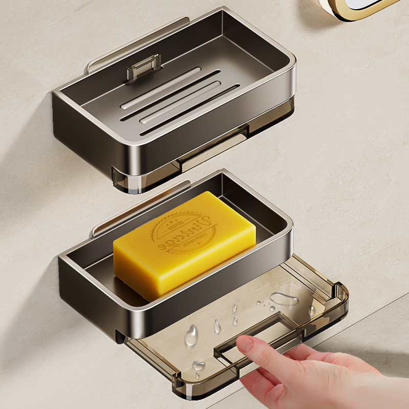 蓝藤免打孔太空铝肥皂盒