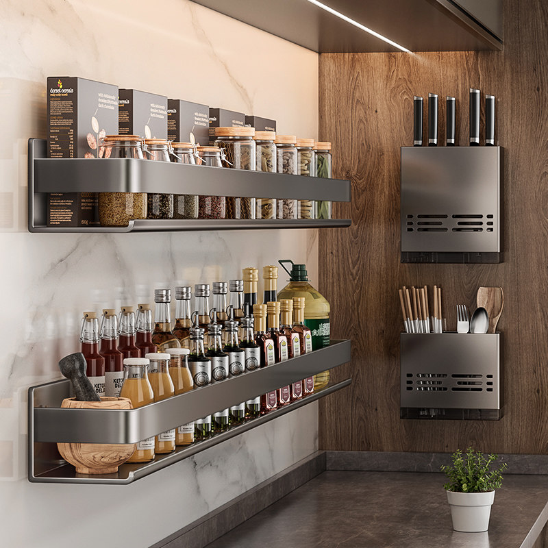 蓝藤壁挂厨房置物架免打孔